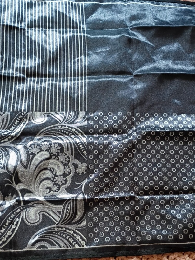 Classic Black Paisley Pocket Square - Sleek Silk-Feel Handkerchief — image 2 of 5